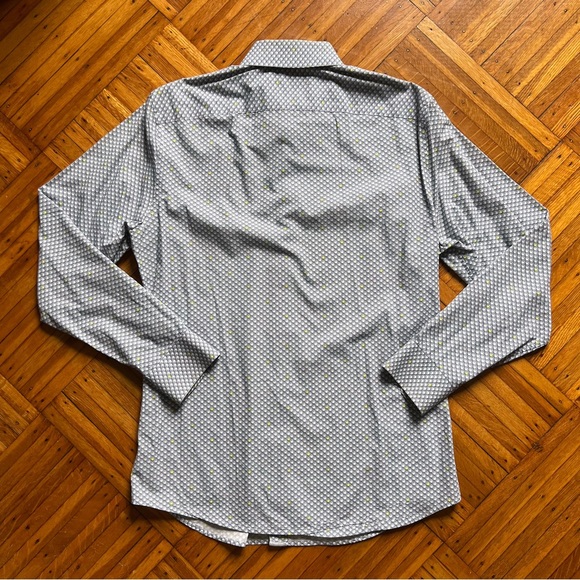 Banana Republic Tailored Slim Fit Blue + White Patterned Dress Shirt - Picture 2 of 3